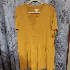 Wonderly Mustard Button-Down Women's Top